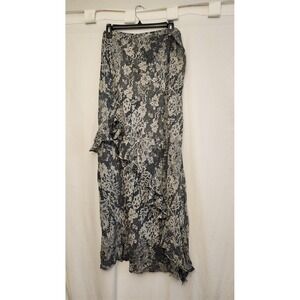 Francesca Rose Skirt Womens Medium Black Floral Lace Ruffle Maxi Boho Chic